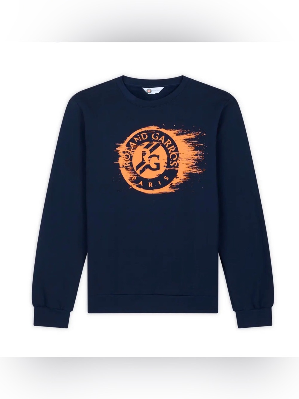 Roland-Garros Men's Navy Crewneck Sweatshirt with Orange Logo